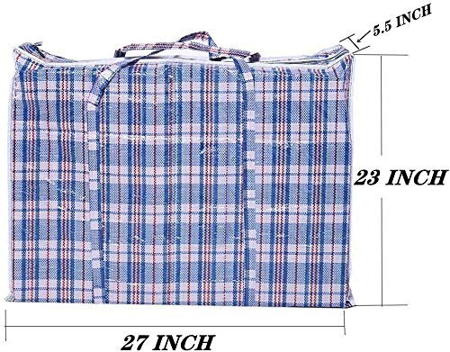 Set of 4 Extra-Large Jumbo Plastic Checkered Storage JUMBO, RED, Blue, White