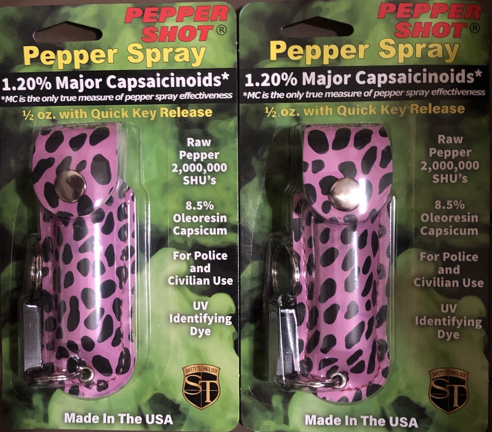 2 HOT Police Pepper Spray 1/2 oz Keychain Holster Case 1.2MC QUICK RELEASE Women
