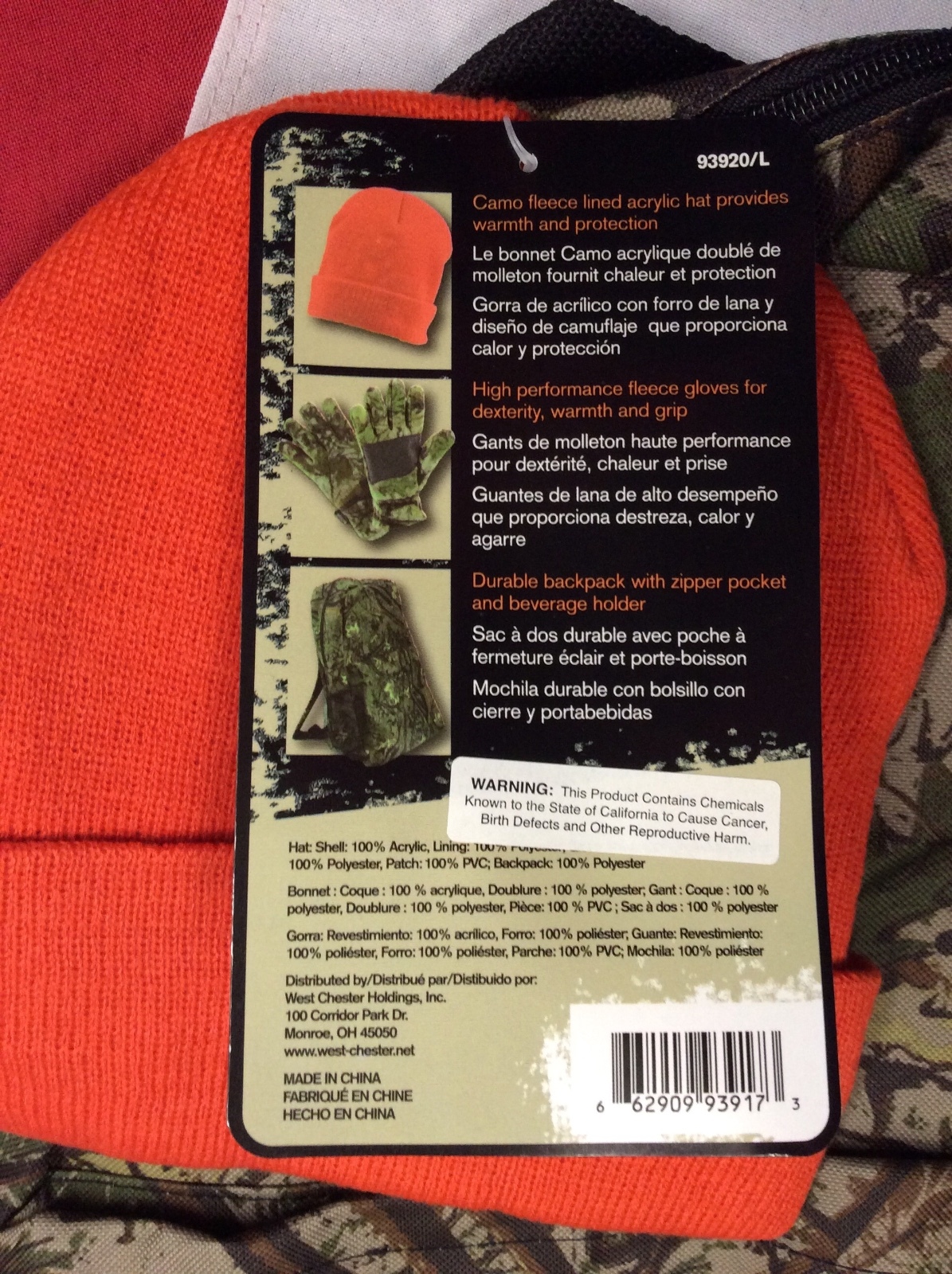 3pc outdoor camo backpack gloves beanie emergency hunting disaster kit survival