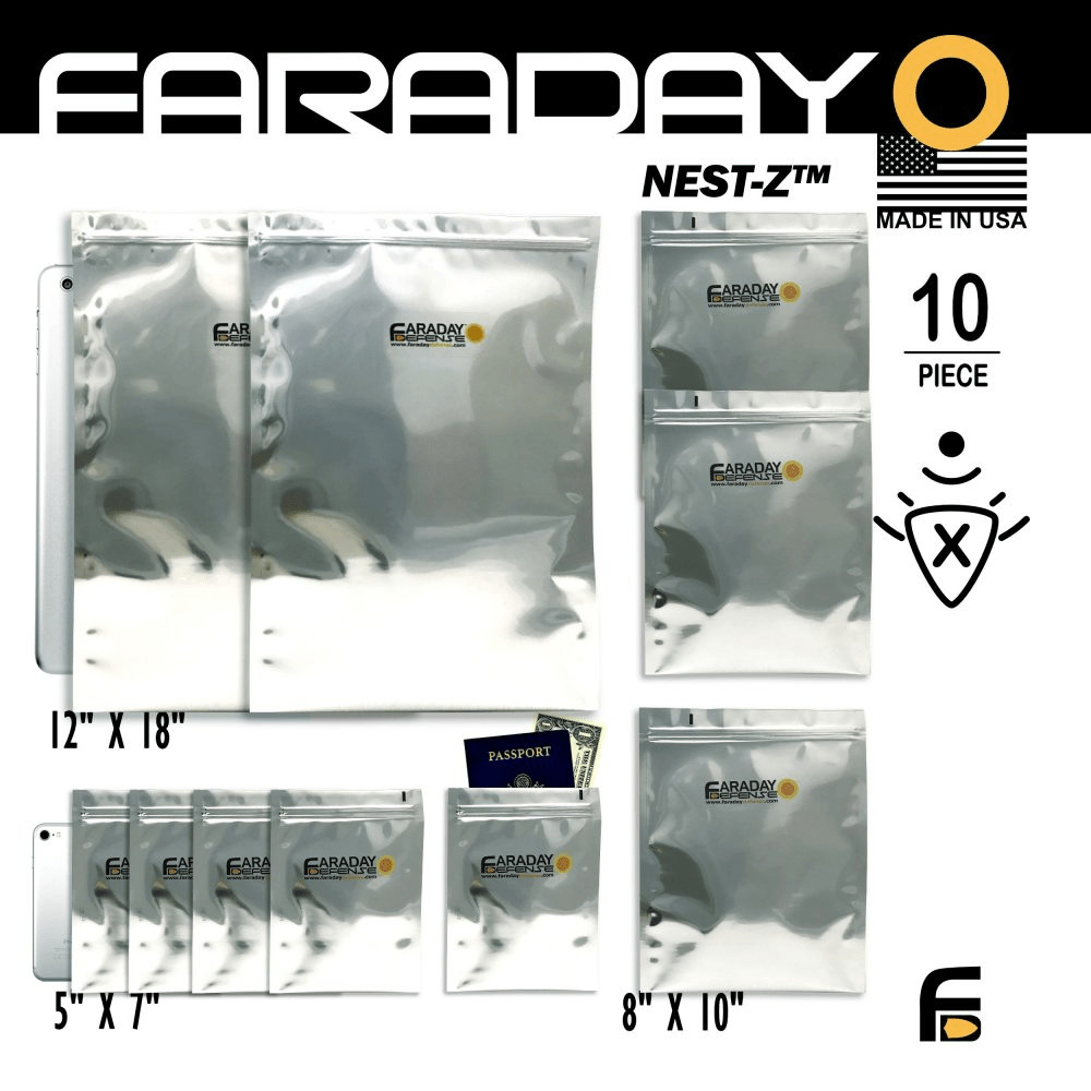 Faraday 10 PC Large-Kit NEST-Z 7 Mil Moisture Barrier 5-layer EMP Bags