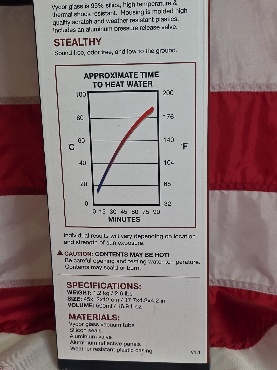 NEW 4Patriots Sun Kettle 500ml 16.9 fl oz Portable Solar Water Heater
