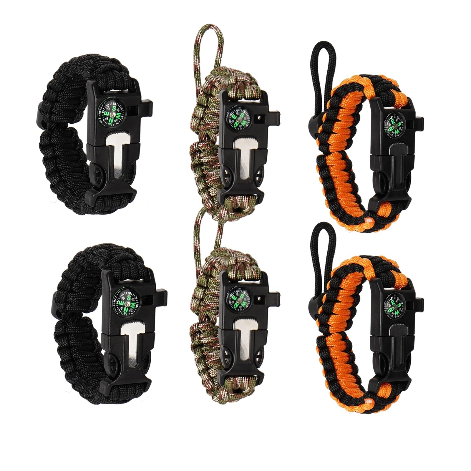 Paracord Survival Bracelet, 6 Piece Set Survival Bracelet for Men Women, Out…