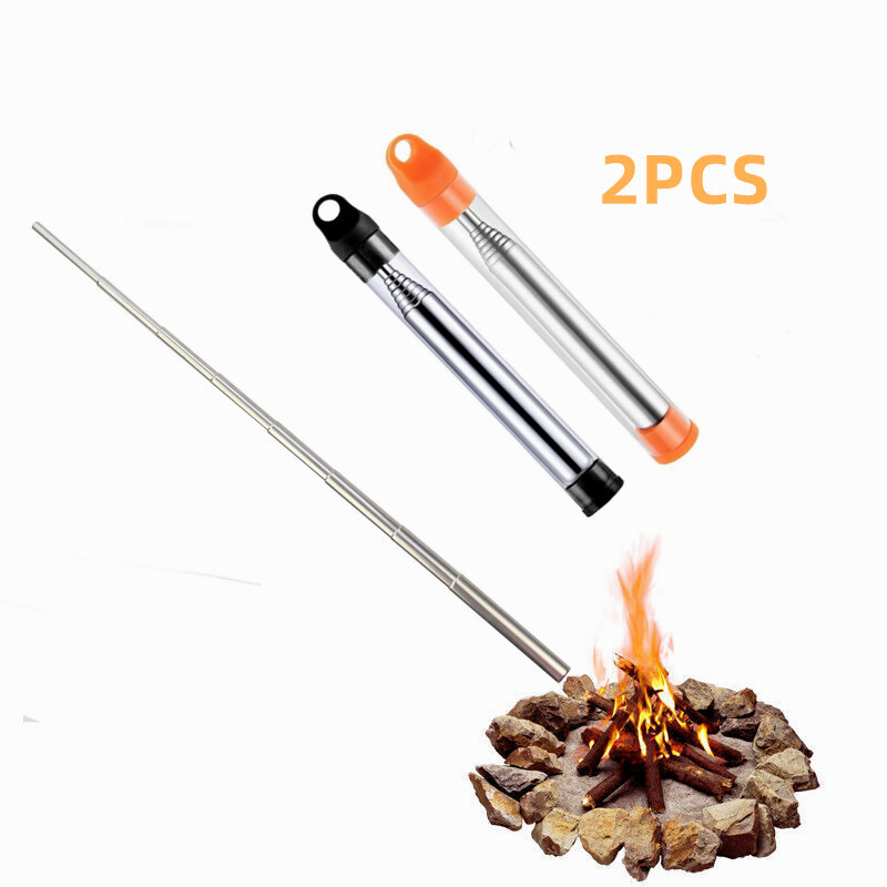 2Pcs Pocket Bellow Collapsible Fire Tools Kit Camping Survival Blow Fire Tube