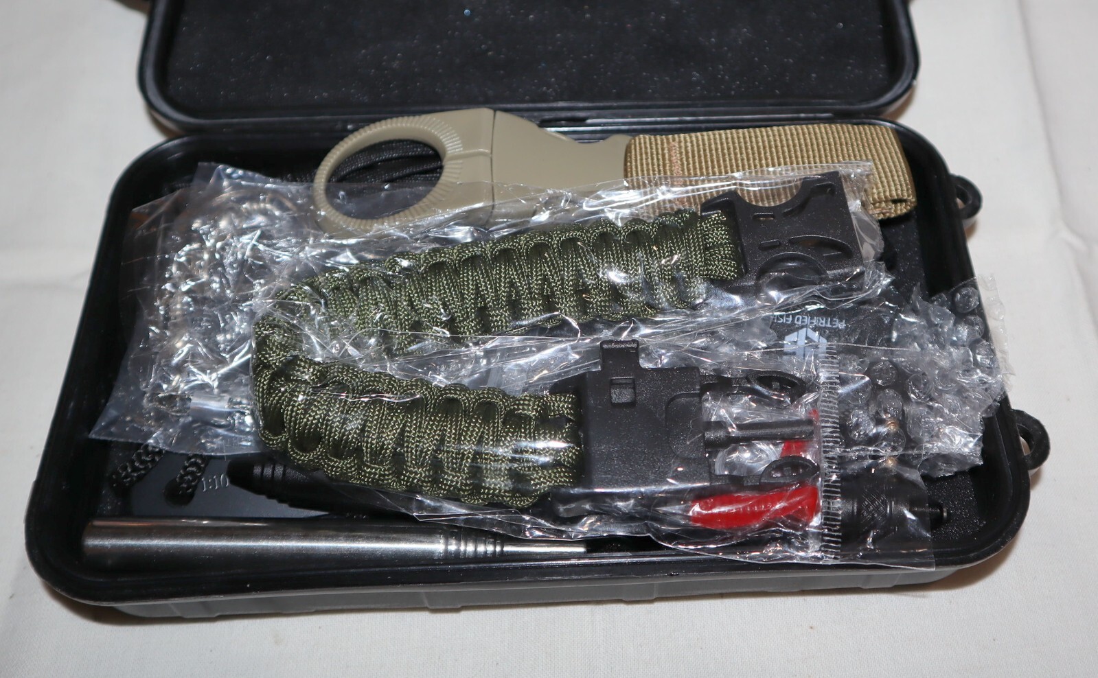 11 in 1 Survival Gear Kit | *NEW* Outdoor Set w/ Knife Petrified Fish Utencil +