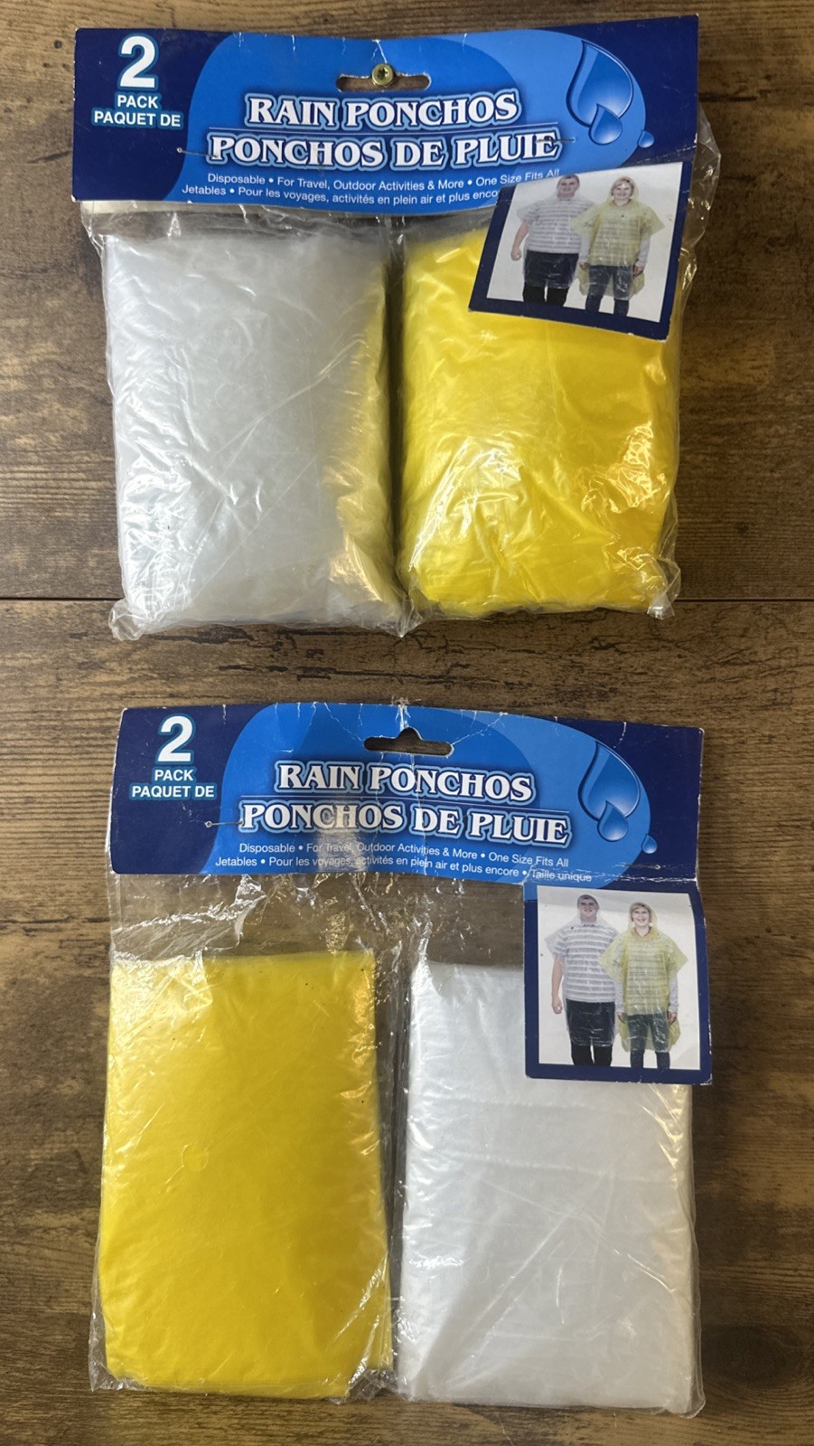 BUNDLE OF 2 – 2 PACKS RAIN PONCHOS DISPOSABLE FAST SHIPPING USA NEW YELLOW