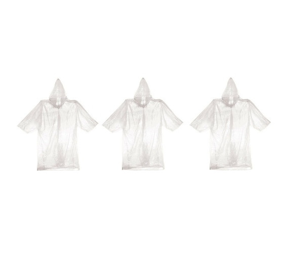 (3)CLEAR Emergency Rain Poncho Survival Outdoor Event Hiking Pocket Gear 61 x 65