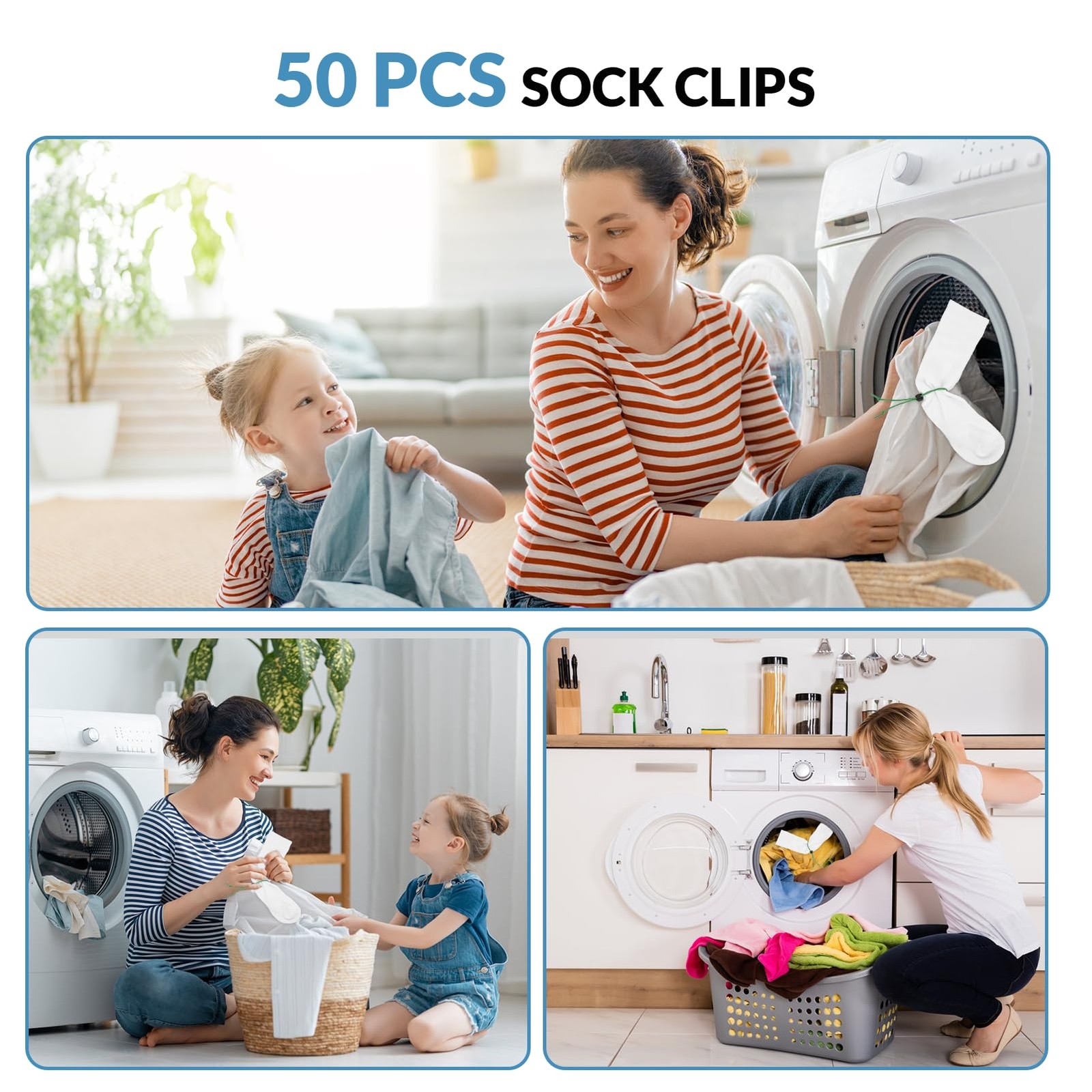 Awsxuoor 50Pcs Sock Clips – Amazing Laundry Black,green,red,yellw,blue