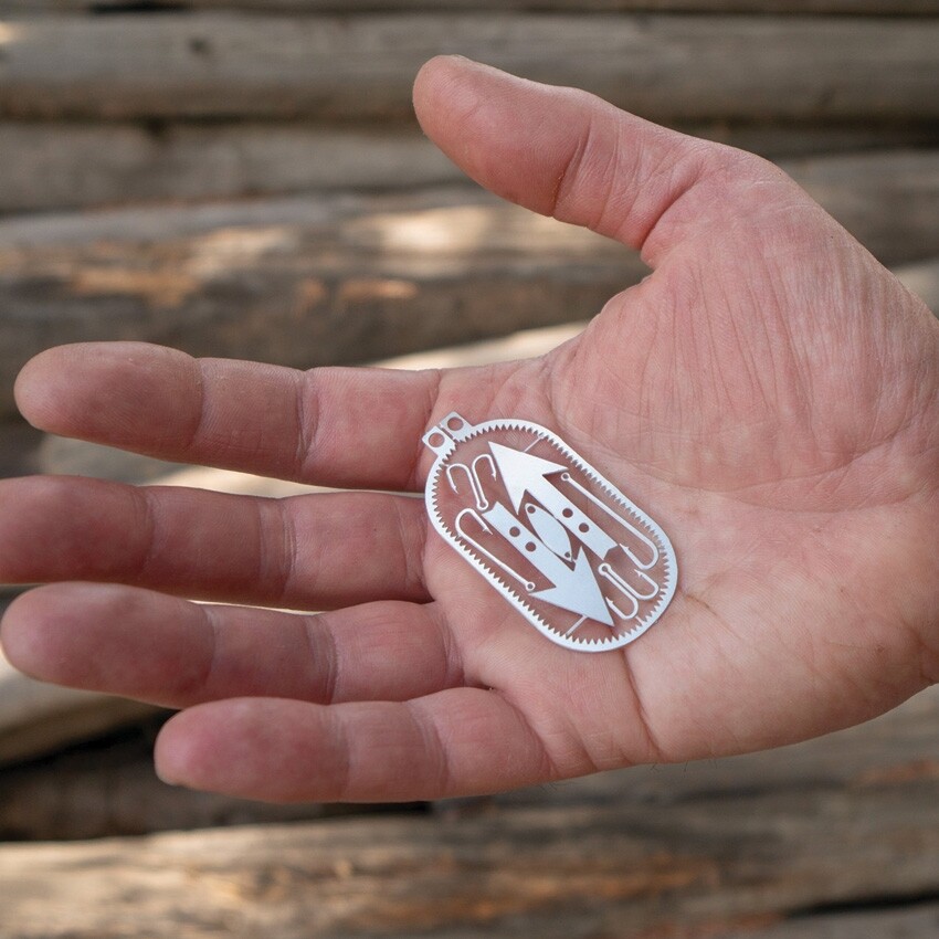 Readyman Dog Tag Survival Card 2-Pack w/ Arrowheads Fishing Hooks/Lure Band Saw