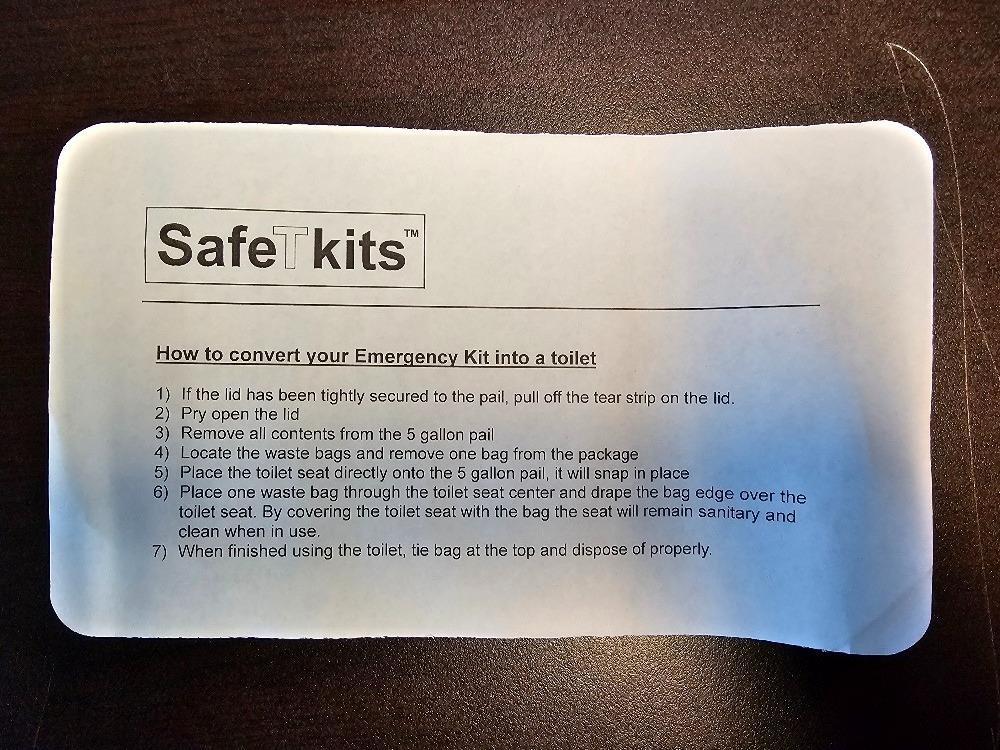 Safe T kits / SafeTkits Bucket Emergency Kit w/ Seat 56 Pieces for 10 People New