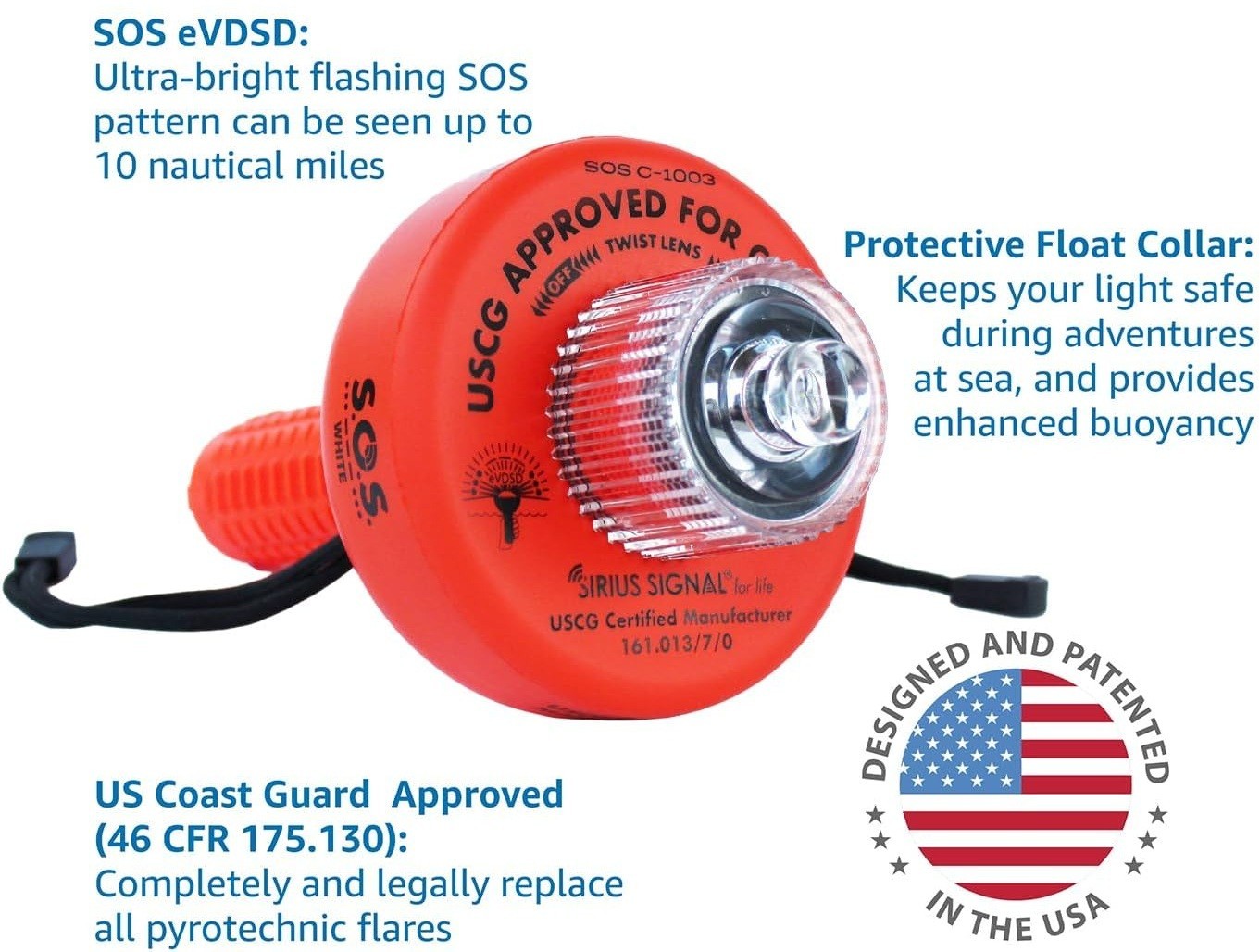 Electronic Distress Flare Flag Waterproof SOS Sea Emergency Signal USCG Approved