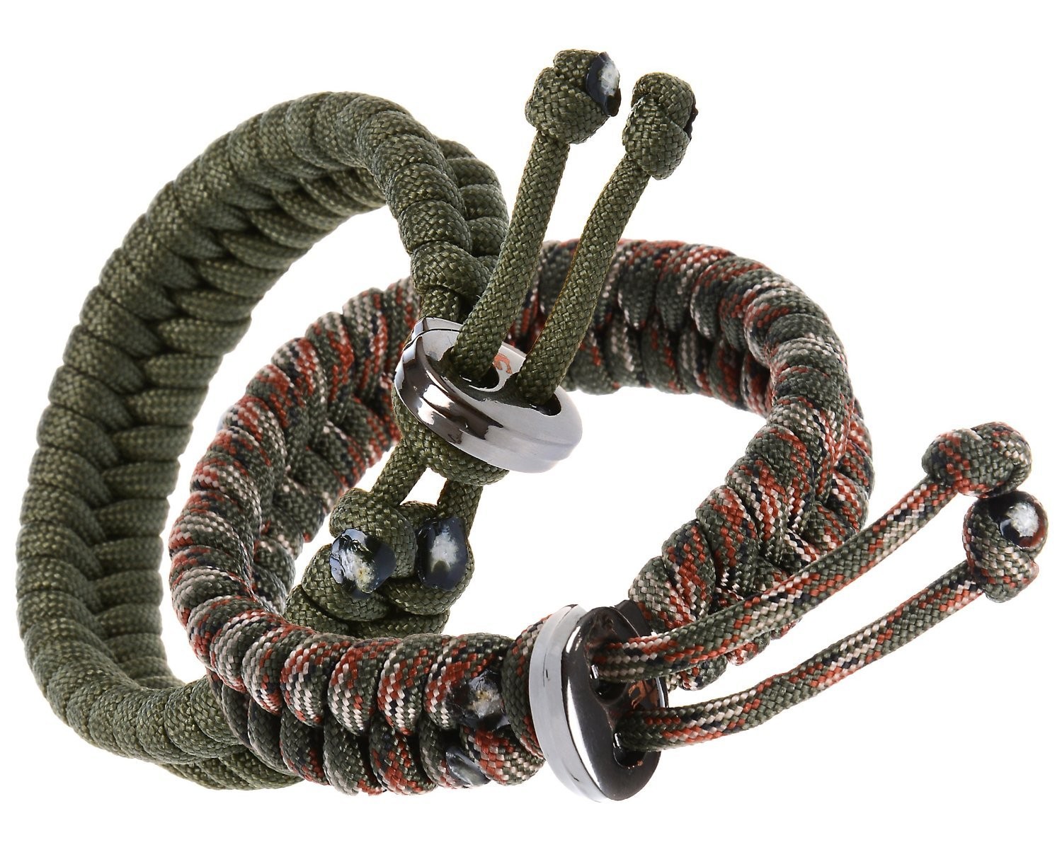 2pcs Paracord Friendship Bracelet with Metal Clasp and Adjustable Ba…