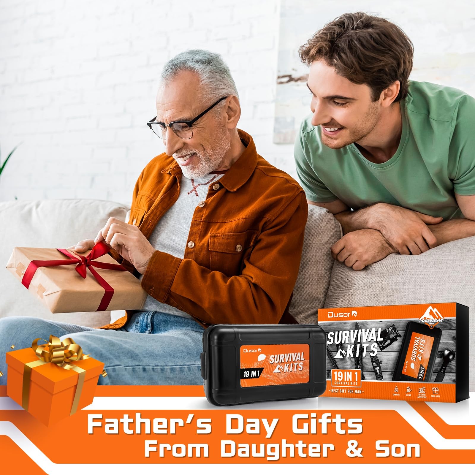 19 in 1 Survival Kit Gifts for Men, Father’ s Day Gifts from Daughter Son, Hu…