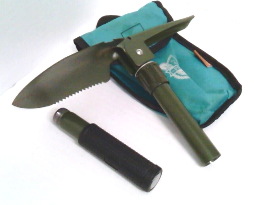 Folding Camping Shovel~Backpacker~Three in One~12 inch~with Carry Case~Fobachi