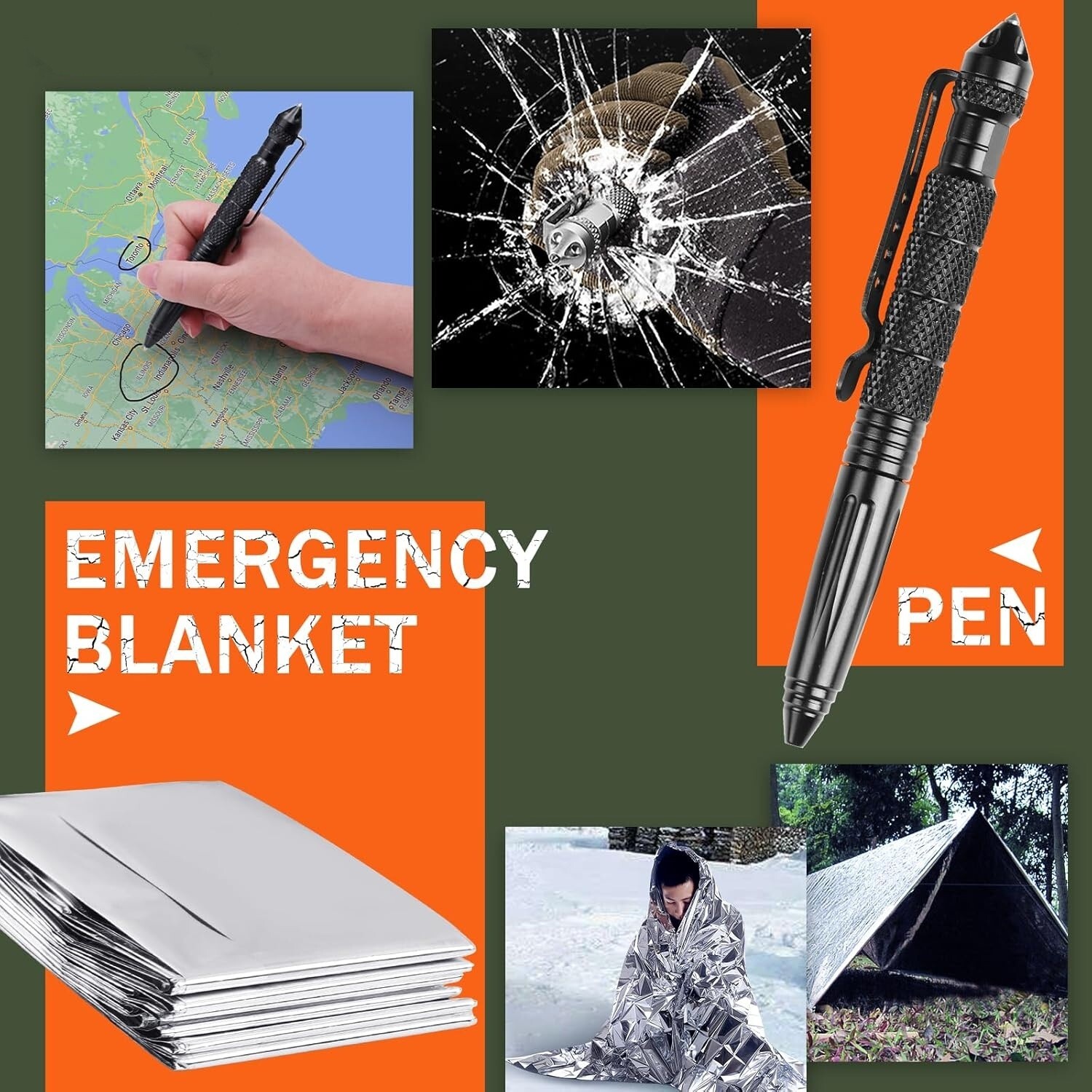 12 In 1 Kit de supervivencia Emergencia Táctica Al aire libre Camping Caza NUEVO