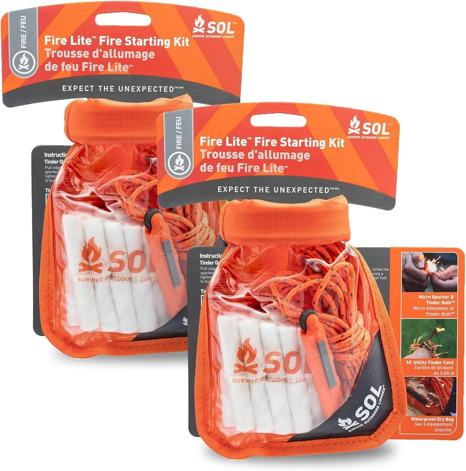 Survival Fire Lite Kit & Dry Bag – Essential Pack of 2 for Adventurers