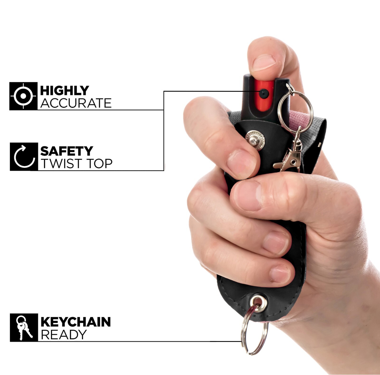 BURN Pepper Spray Keychain 0.5oz Self Defense In Black Holster – 2 Pack