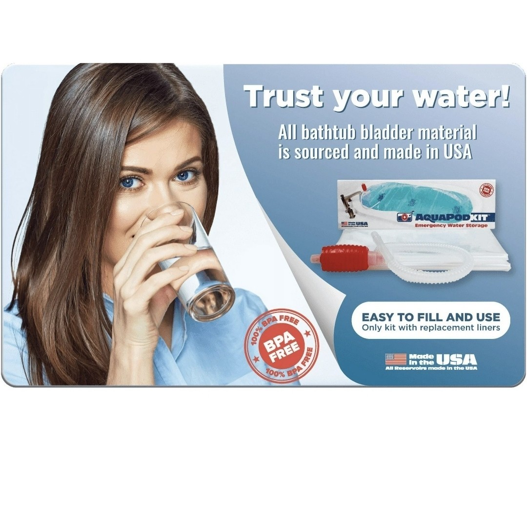 AquaPod Kit 65 gal Emergency Water Storage Drinking Water Container Home Bathtub