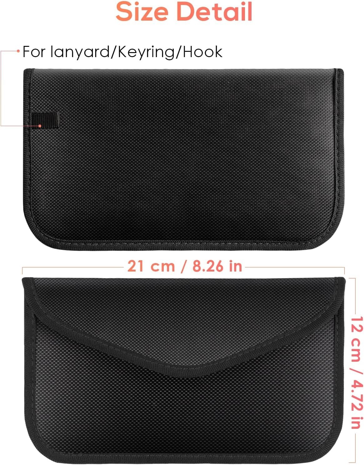 2 Pack Signal Blocking Faraday Bags for Phones and Keys RFID Anti Theft