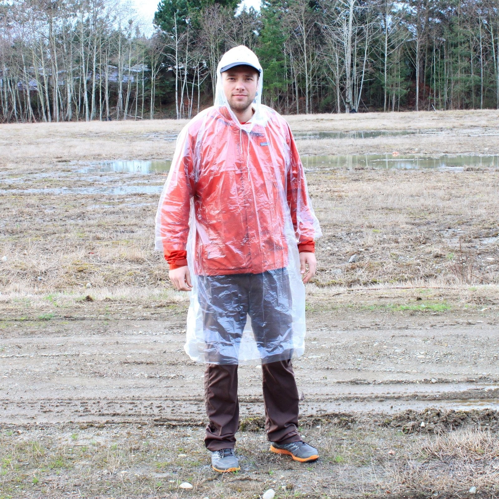 (4 Pack) ASR Outdoor Clear Emergency Waterproof Poncho Set (3 Colors)