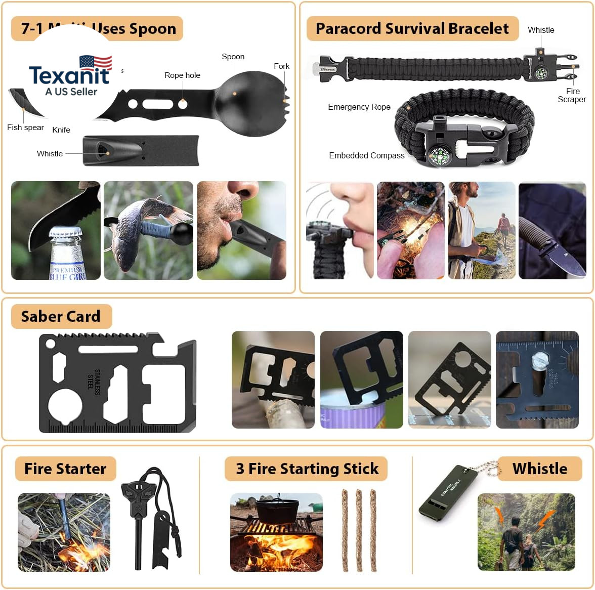 Survival Kit, 250Pcs Survival Gear First Aid Kit with Molle System Compatible Ba