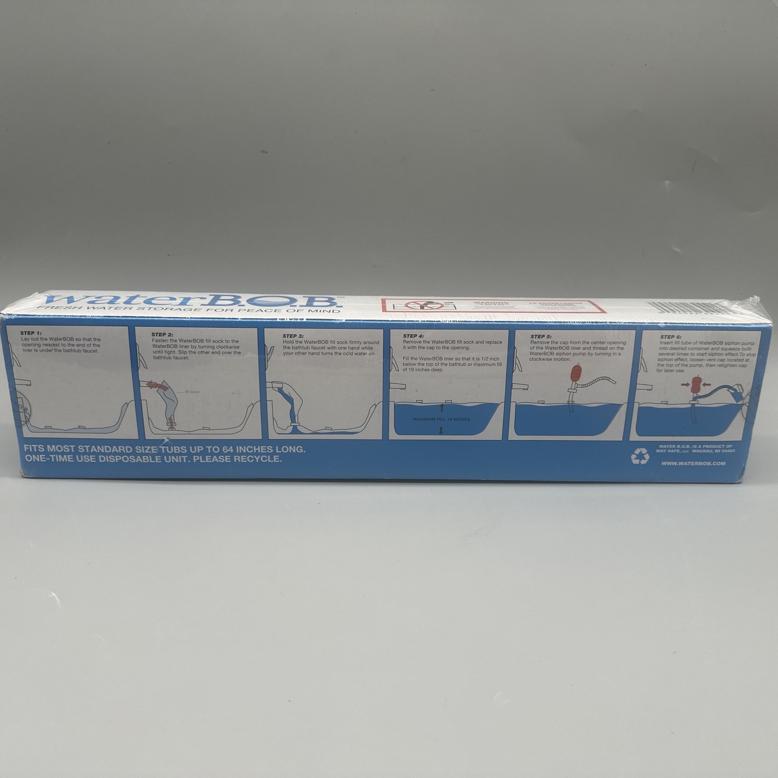 WaterBOB Bathtub Emergency Drinking Water Storage Container 100 gallons Sealed