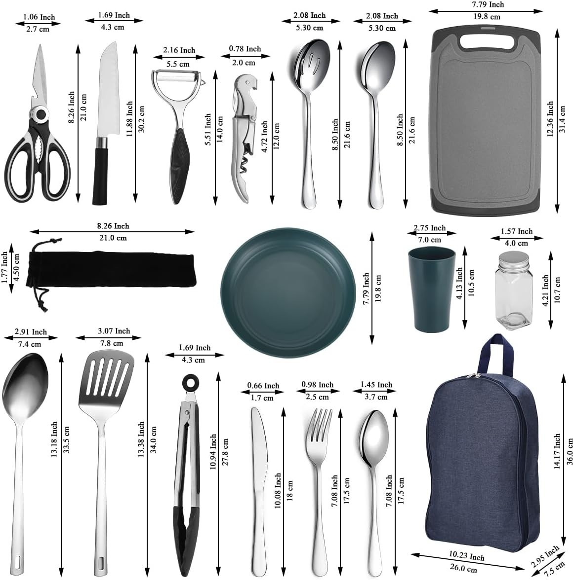 Durable Outdoor Cooking Utensils and Gadget Set with Multi-Compartment Storage