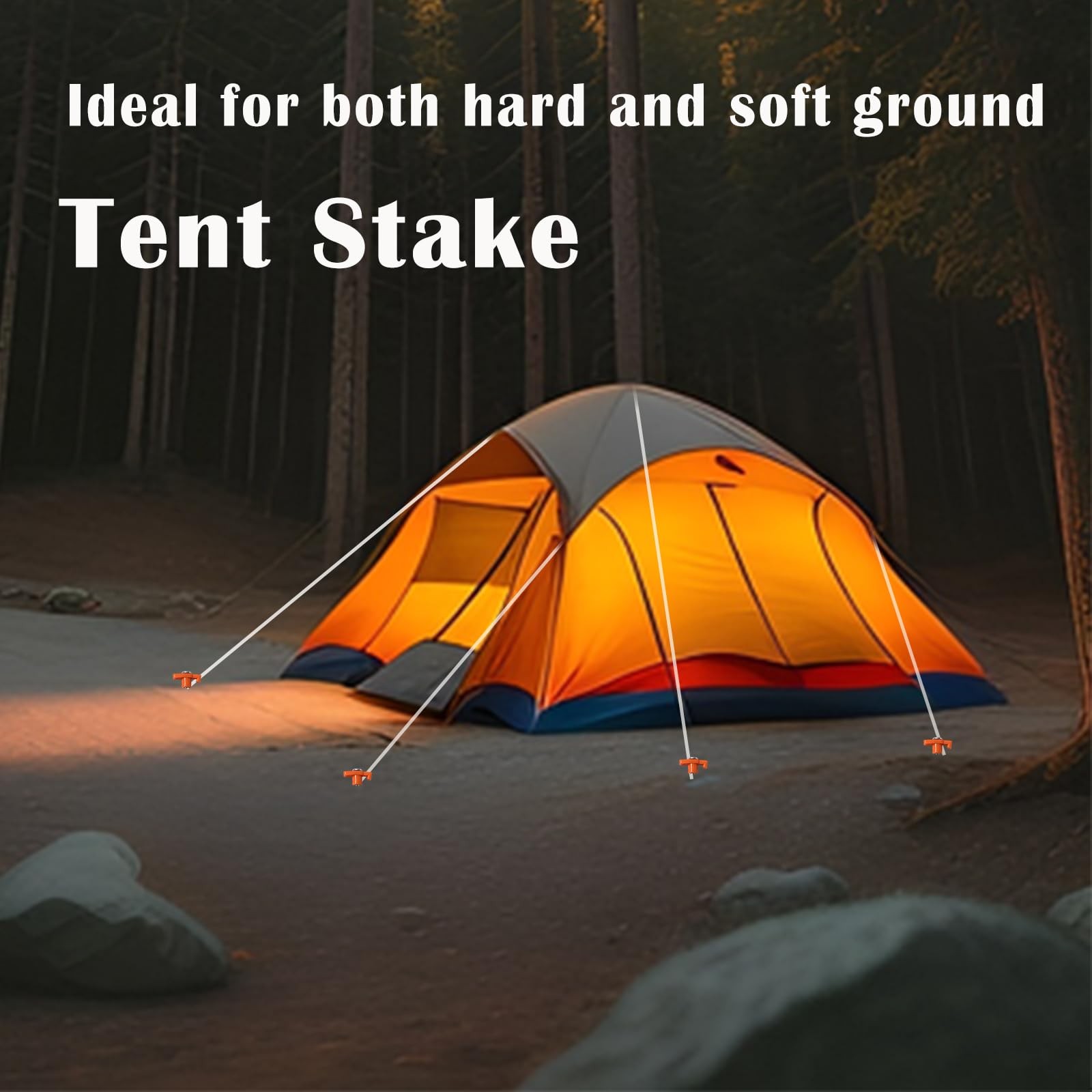 Nexboraque 20 Pack Tent Stakes – 9.75 Inch Galvanized Non-Rust Orange 20Pcs