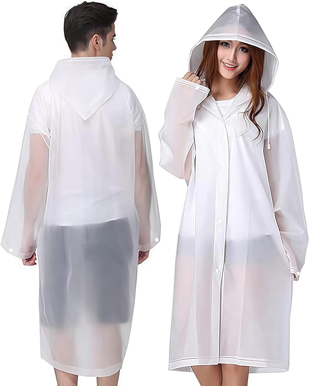 Rain Coat Poncho for Adult, 2 Pack Women Men Reusable Raincoats Emergency wit…