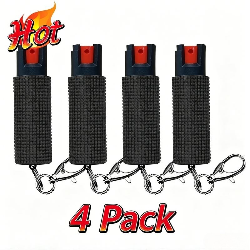 4 Pack Bling It On Key Ring Self Defense Pepper Spray Black Jeweled Cary Case