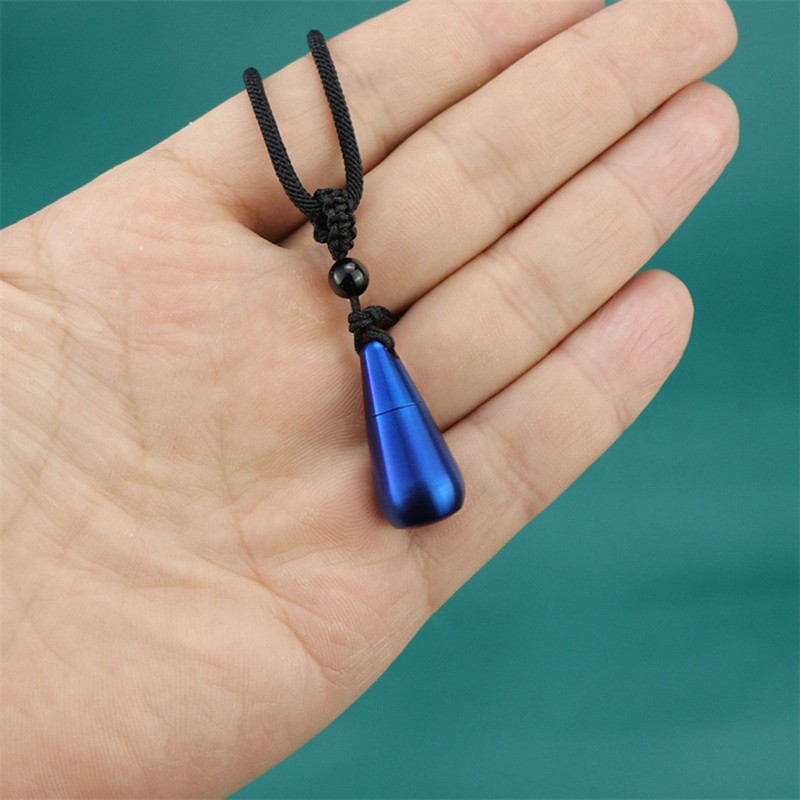 1Pc Mini Medicine Pill Box Pure Titanium Waterdrop Pendant Small Pill Bottle