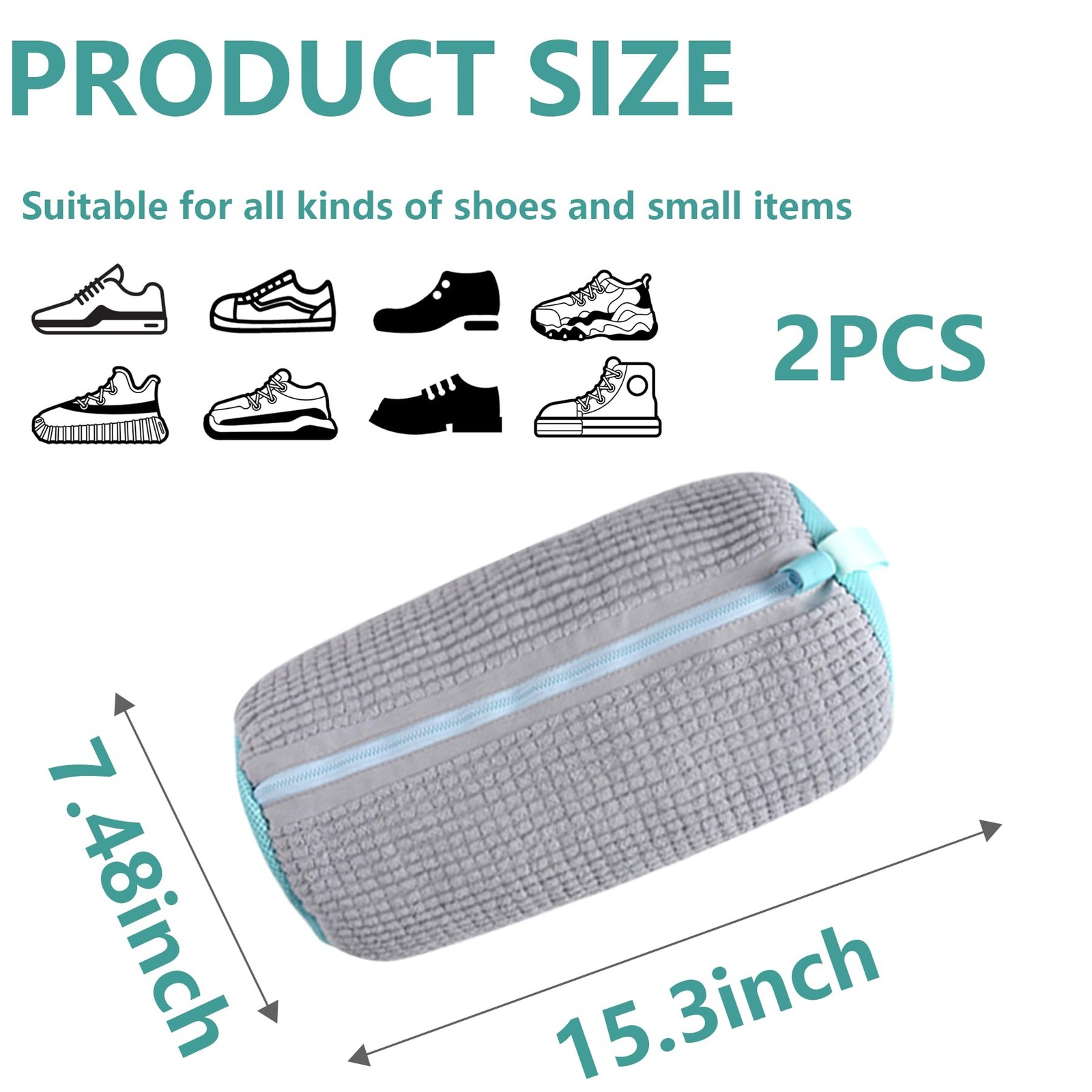 BCCSNNM 2 Pcs Shoe Washing Machine Bag,Laundry Bag for Large, grey-2pcs