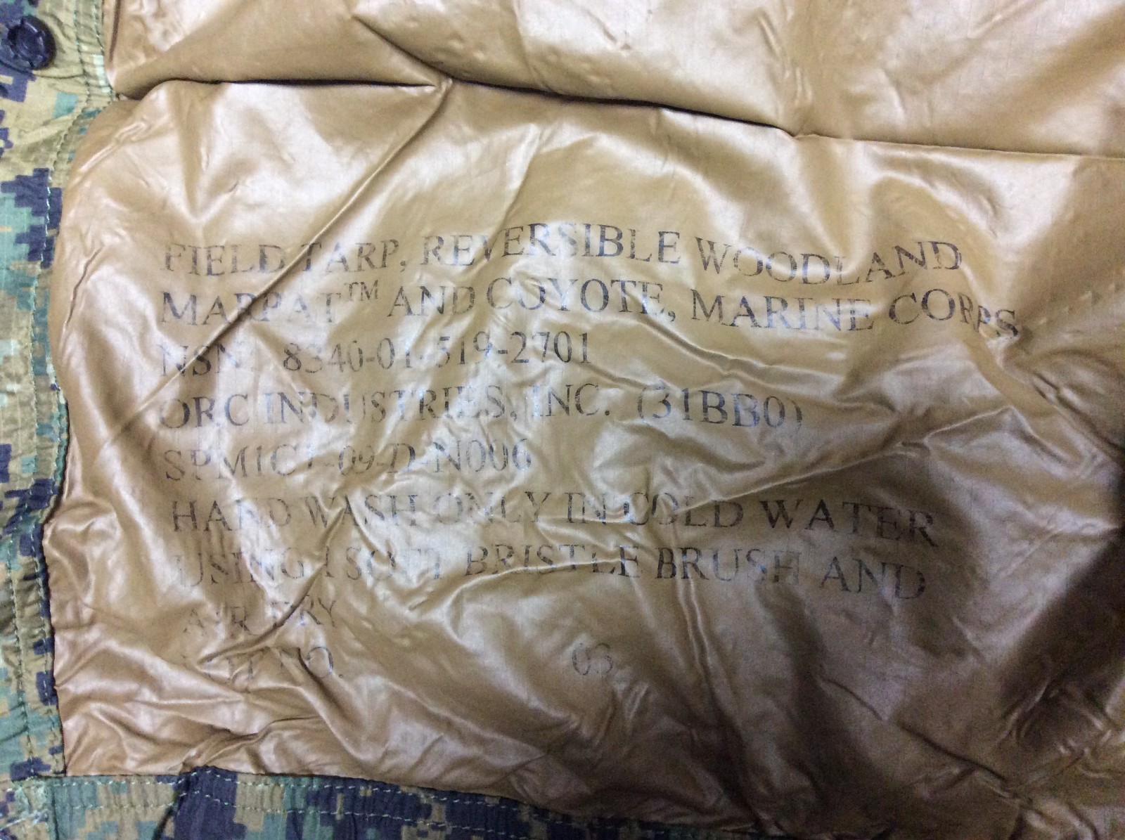 Field Tarp Military Shelter USMC Reversible Woodland Marpat/Coyote