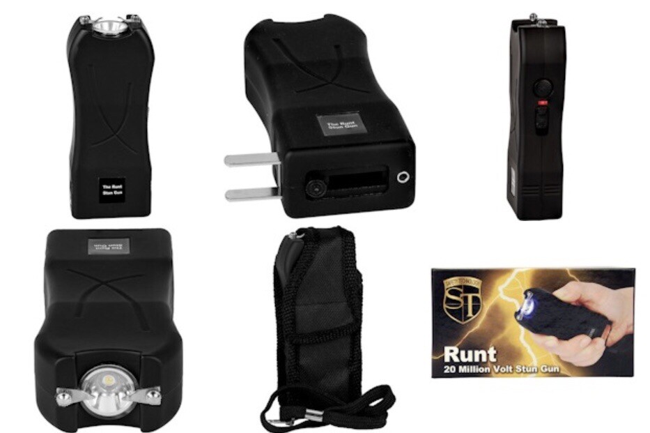 Max AMPERAGE POLICE Stun Gun 911 BLK 80 MV Rechargeable With LED Flashlight NEW