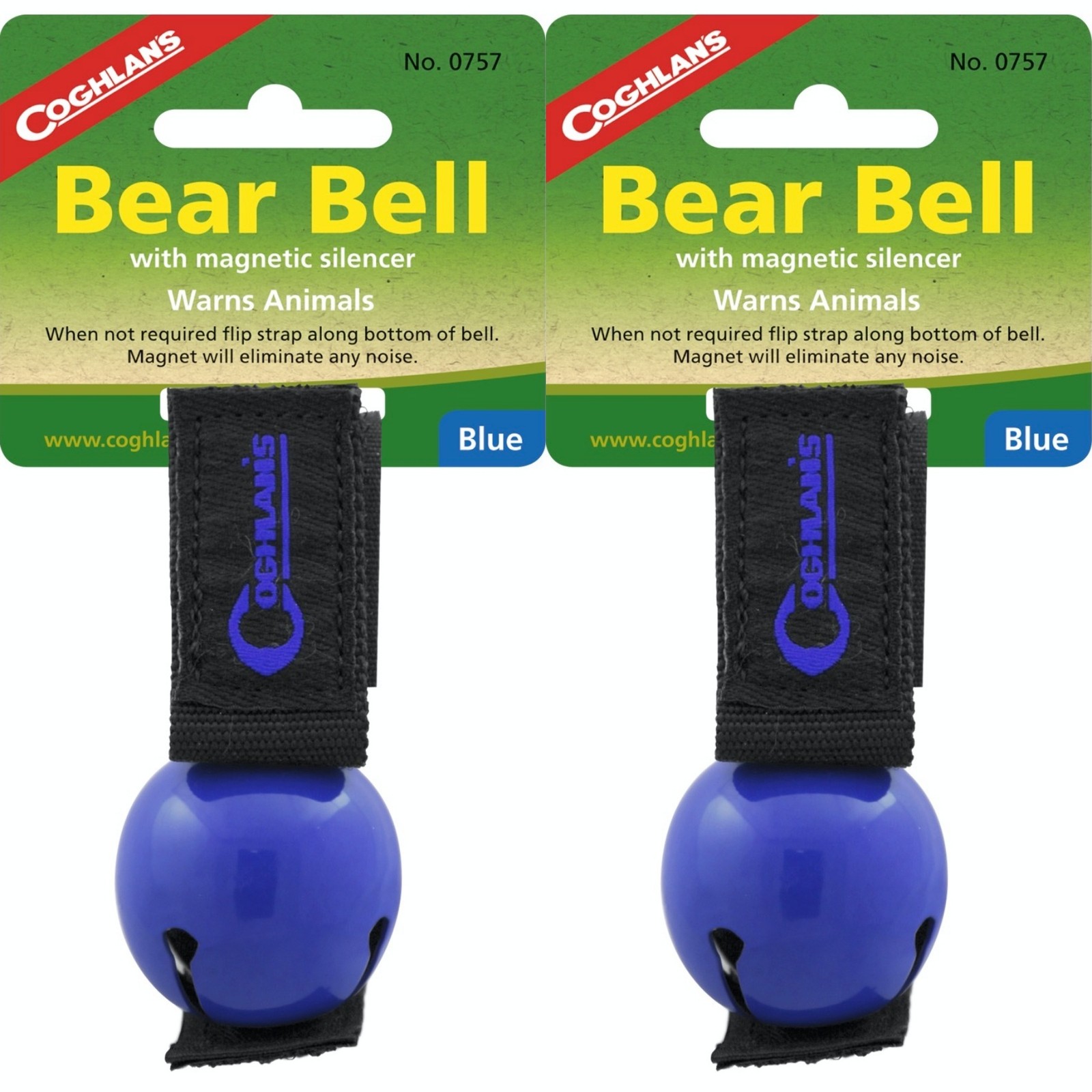 Coghlan’s Bear Bell with Magnetic Silencer – Blue (2-Pack)