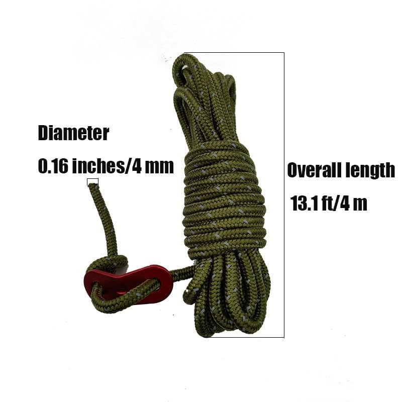 Tgpiao 4Pack Duty Camping Rope – 4mm Outdoor Reflective Guy 13.1ft, Black