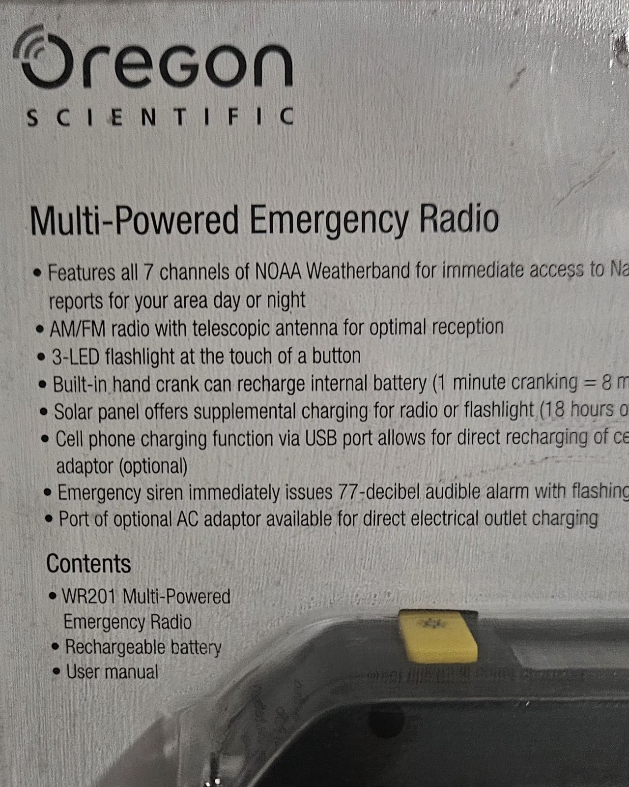 Multi-Powered Handheld Emergency Weather Radio Sealed (Oregon Scientific WR201)