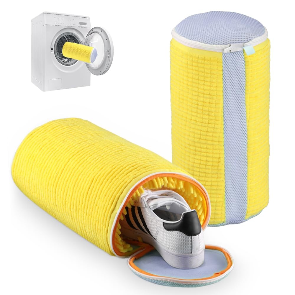 Teletrogy Shoe Washing Machine Bag 2PCS, Reusable Durable Bags, Yellow