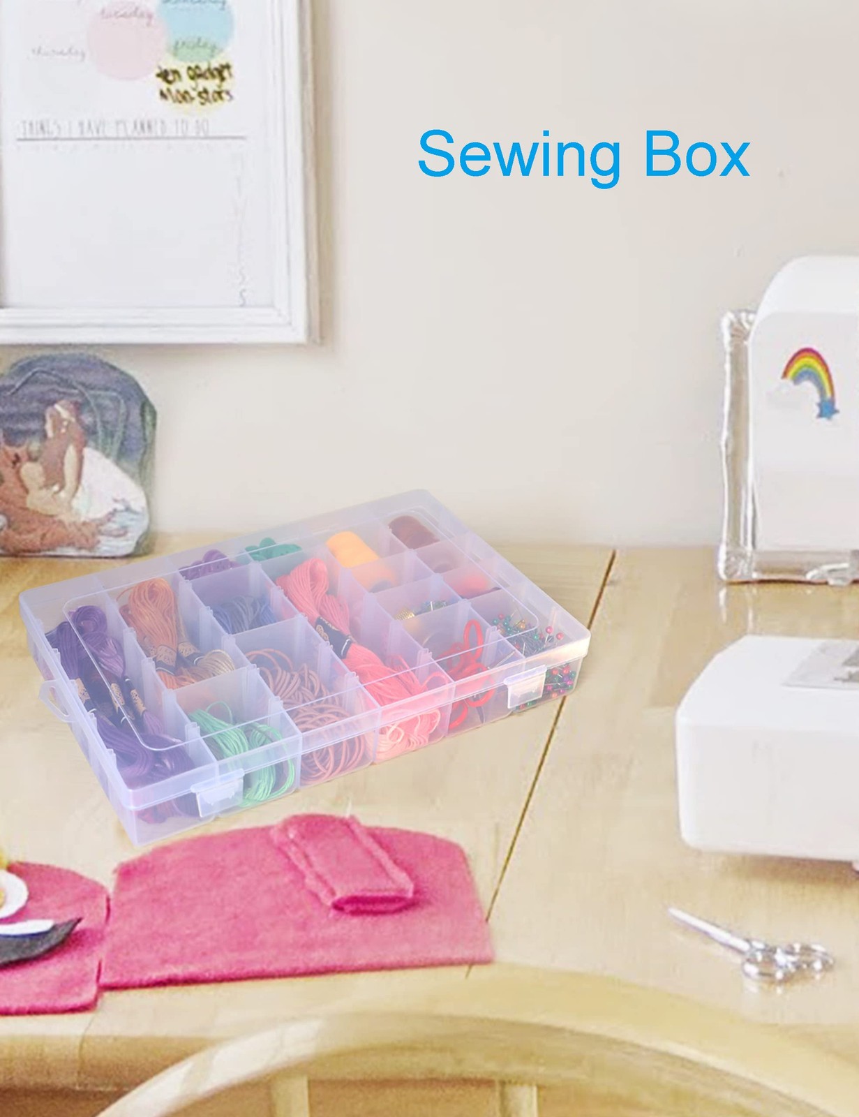 Hlotmeky Bead Organizer 36 Grids 4 Pack Clear 10.9 x 7 x 1.7 inches, clear