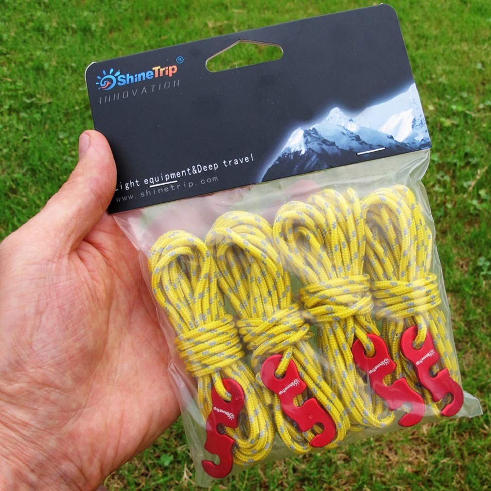 BPNHNA 4pcs 3mm Reflective Guyline with Tent Tensioner Cord Adjuster Black