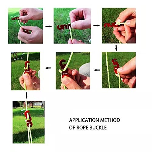 Flowden Tent Wind Ropes with Tensioners Cord Adjuster, 4pcs 13ft Black-4