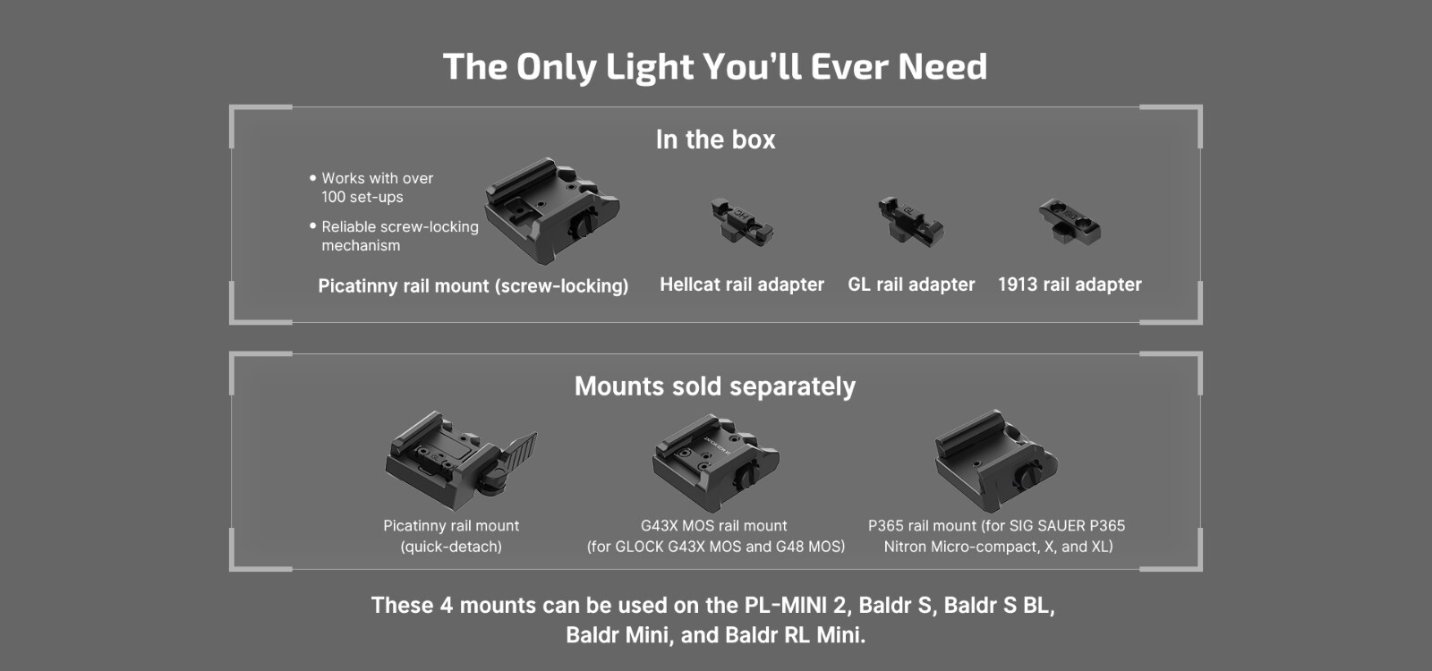 Olight PL-MINI 3 Valkyrie 600 Lumen Rechargeable Rail Mount Flashlight