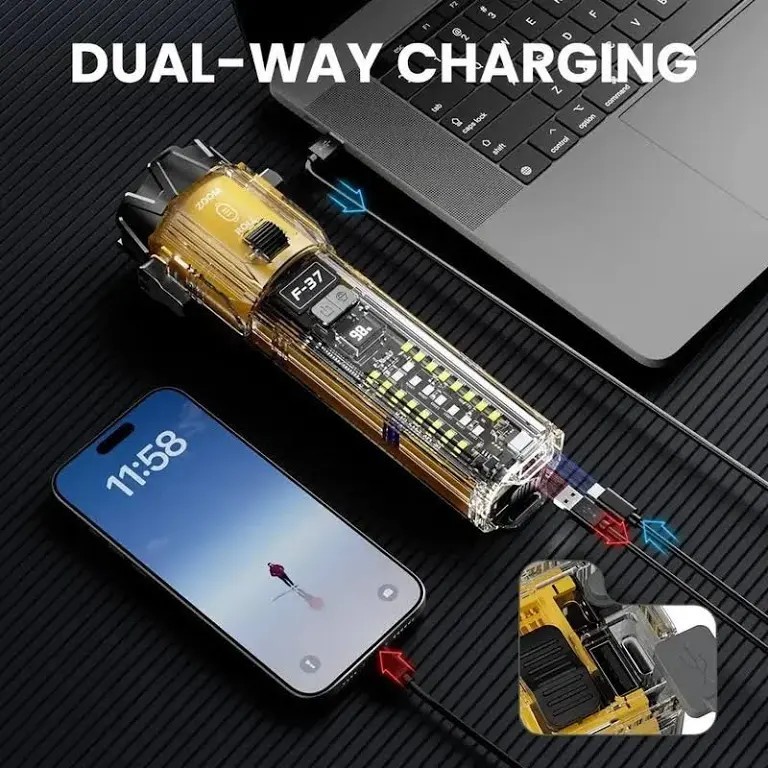 10-1 Emergency Safety FLASHLIGHT with Electronic Arc Lighter Survivor