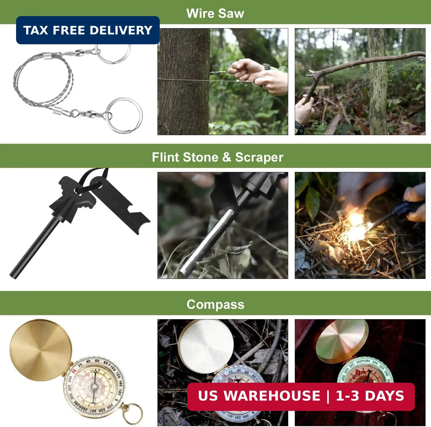Survival kits 17 in 1, Emergency Survival Gear and Equipment, Cool Gadgets for M