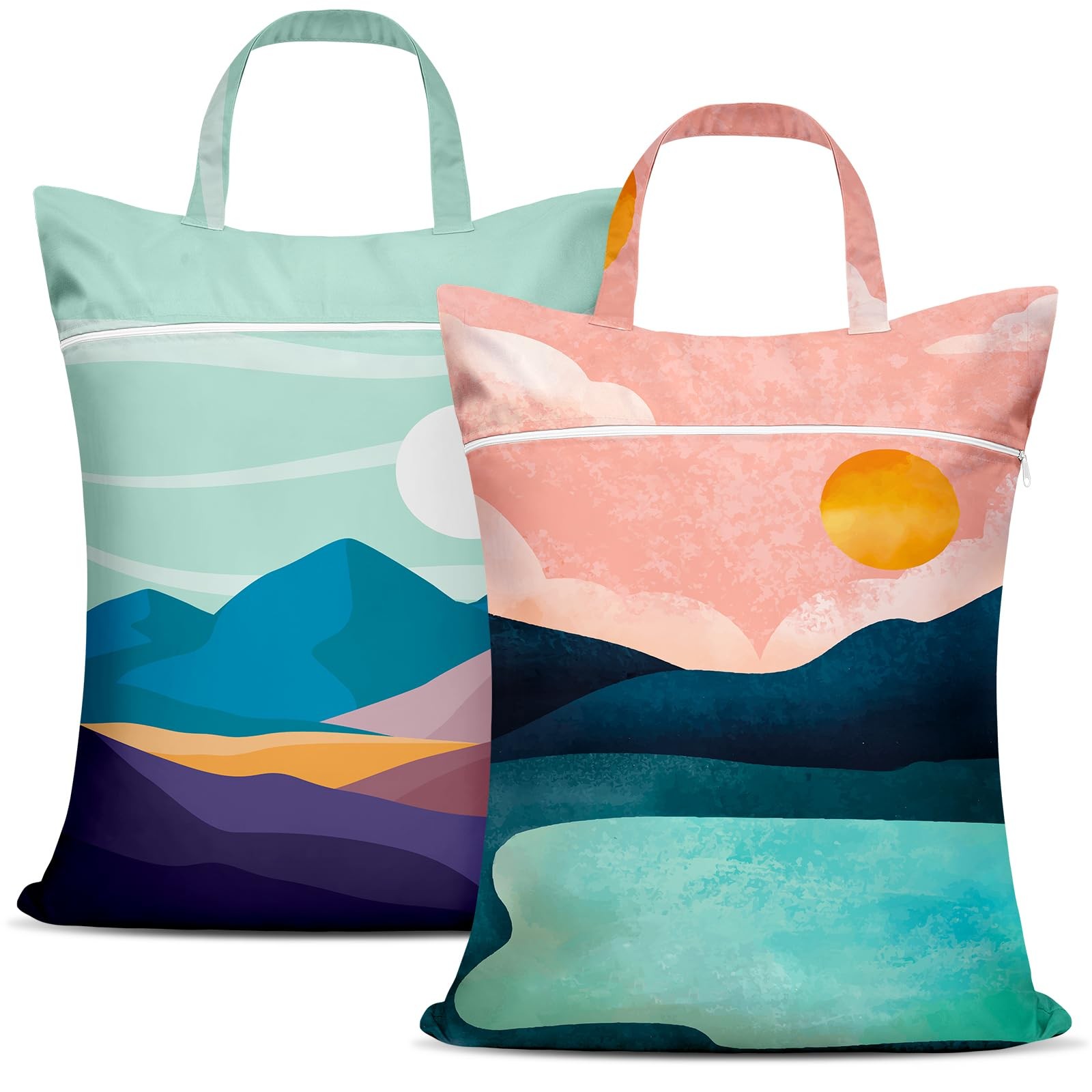 2 Pcs Large Travel Laundry Bags – Waterproof with Handle, Large, Landscape