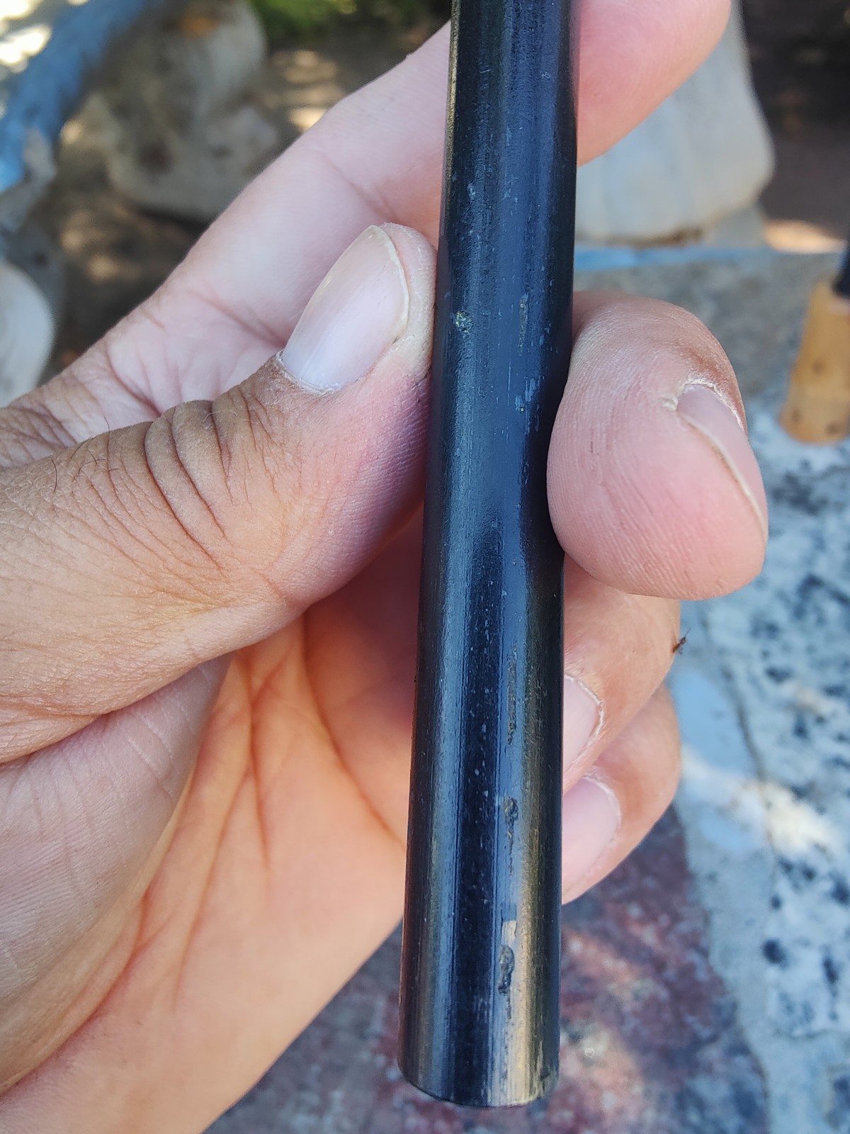 Bushcraft 5″ x 1/2 ” ferrocerium rod Black limba wood handle | | mischmetal