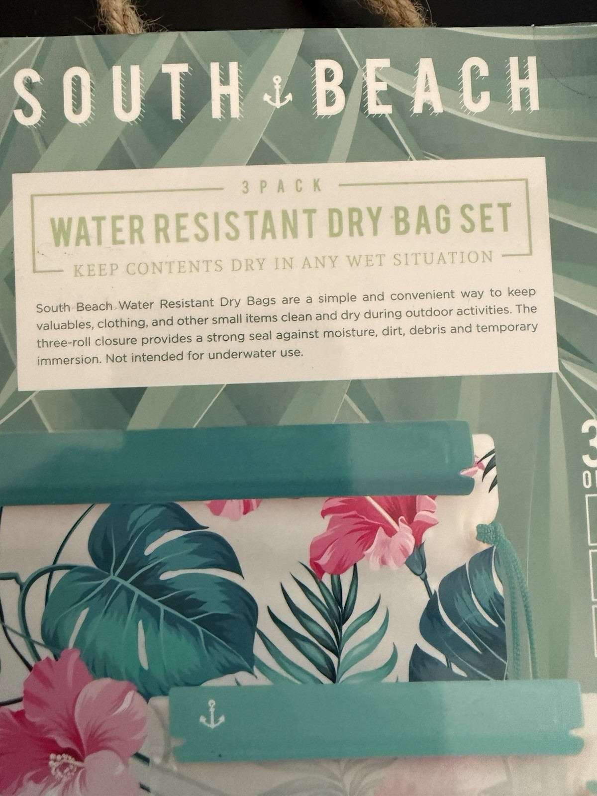 3Pc Water Resistant Bag Pouches Dry Phone Protection South Beach Hiking Floral