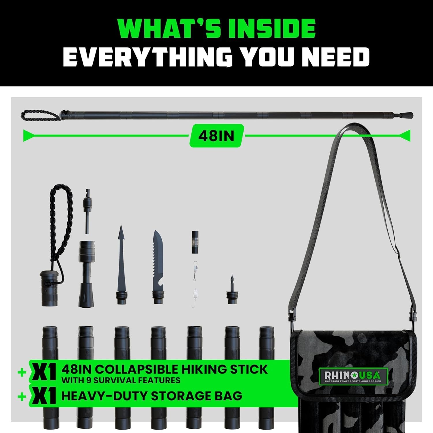 Tactical Hiking Stick with Integrated Survival Kit – Essential Camping Gear for