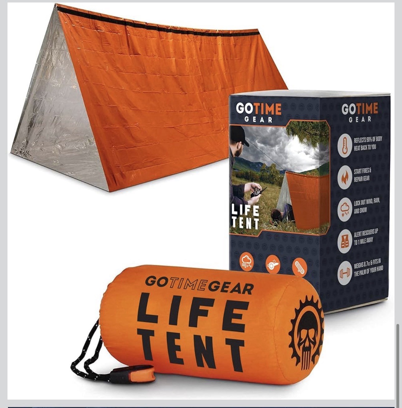 Go Time Gear Life Tent & Life Bivy Survival Kit Waterproof Windproof Orange
