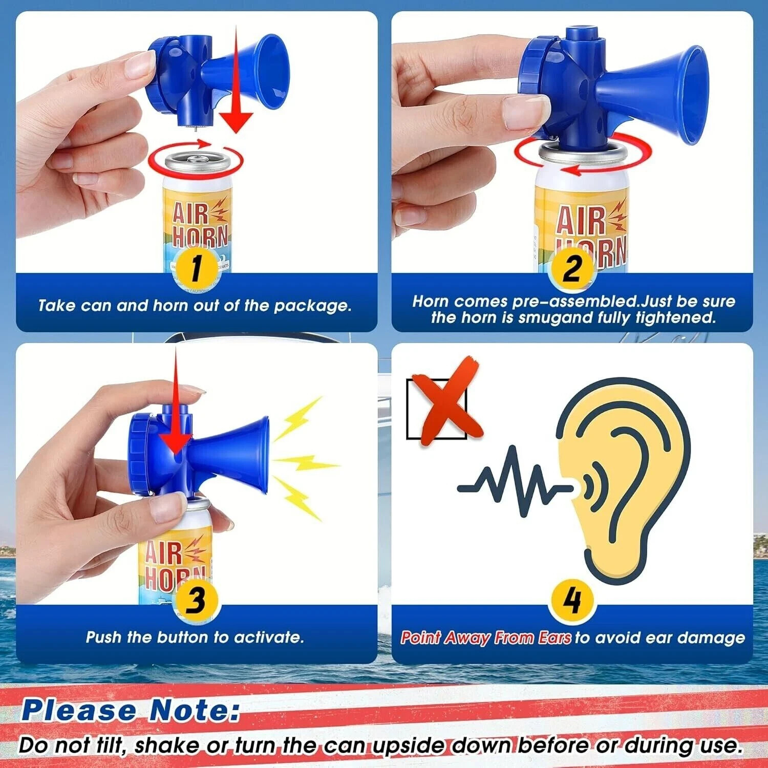 2-Pack Air Horn, 122db Air Horns Can, Heard up to 1/2 Mile Away, 1.4OZ SM100
