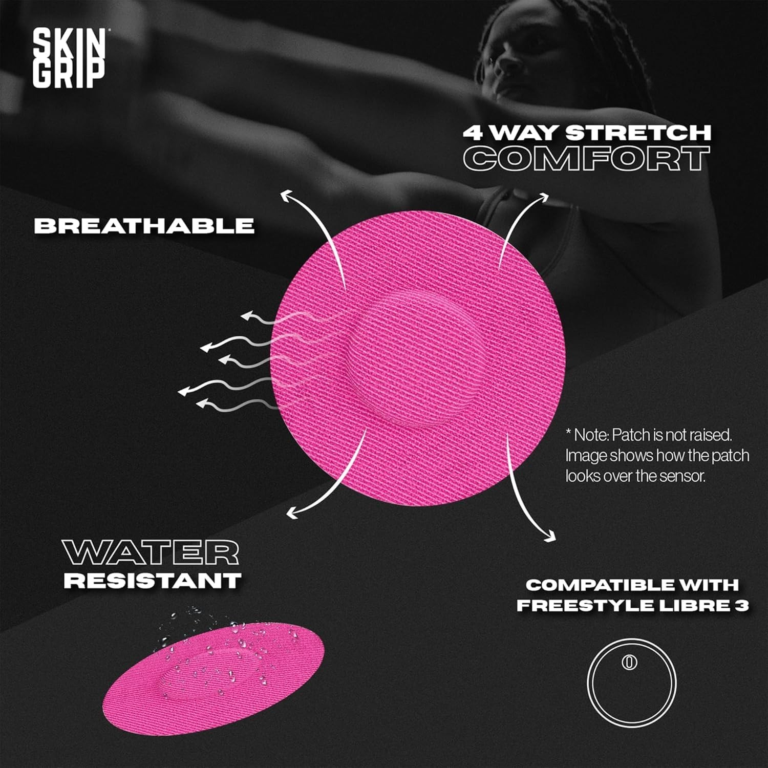 Pink Adhesive Patches For Freestyle Libre 3 Waterproof And Skin Friendly